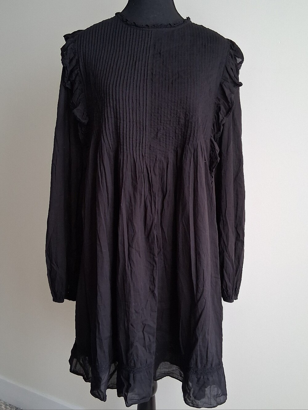 Aritzia Wilfred La Boheme Elie Broderie Cotton Lace Eyelet Dress Black Large - Picture 7 of 12